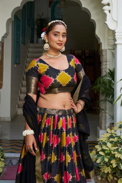 Artriddhs DolaJecard silk Black Surat wedding lehenga choli wholesale